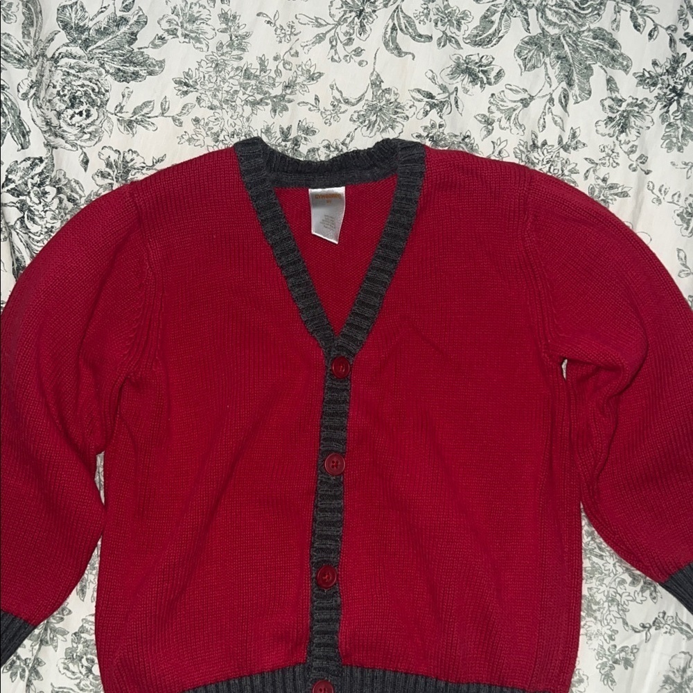 Gymboree Red Sweater with Gray Trim